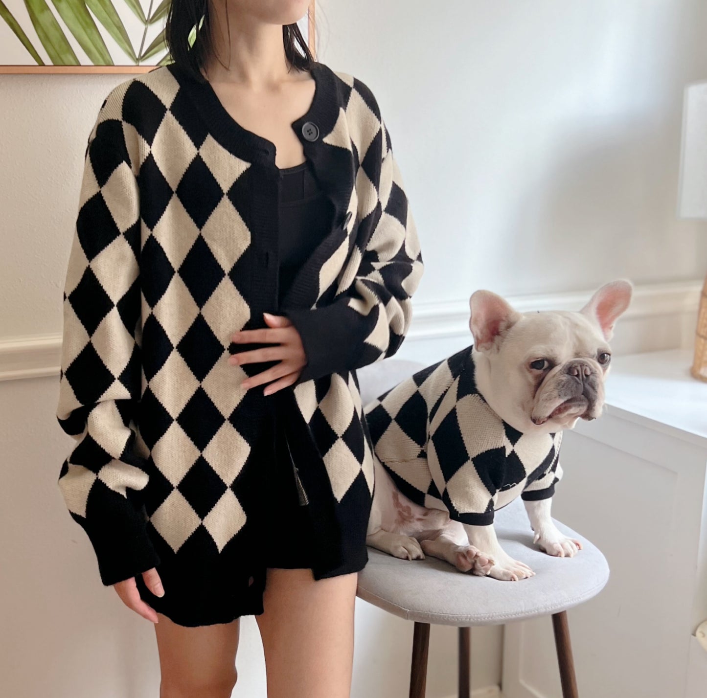 Black Diamond Owner Cardigan and Pet Matching Sweater