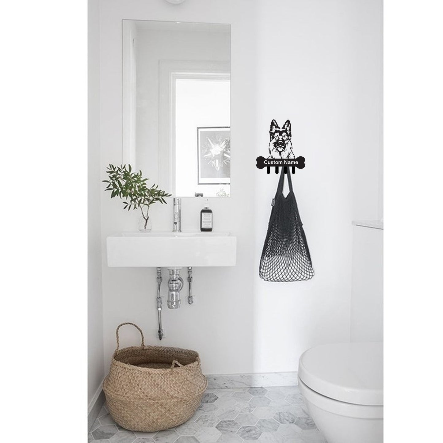 German Shepherd Custom Name Wall Hook for Leash Keys Towel