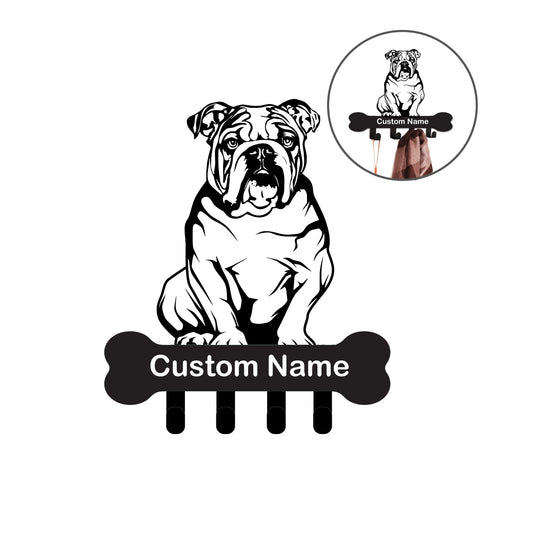 English Bulldog Custom Name Wall Hook for Leash Keys Towel
