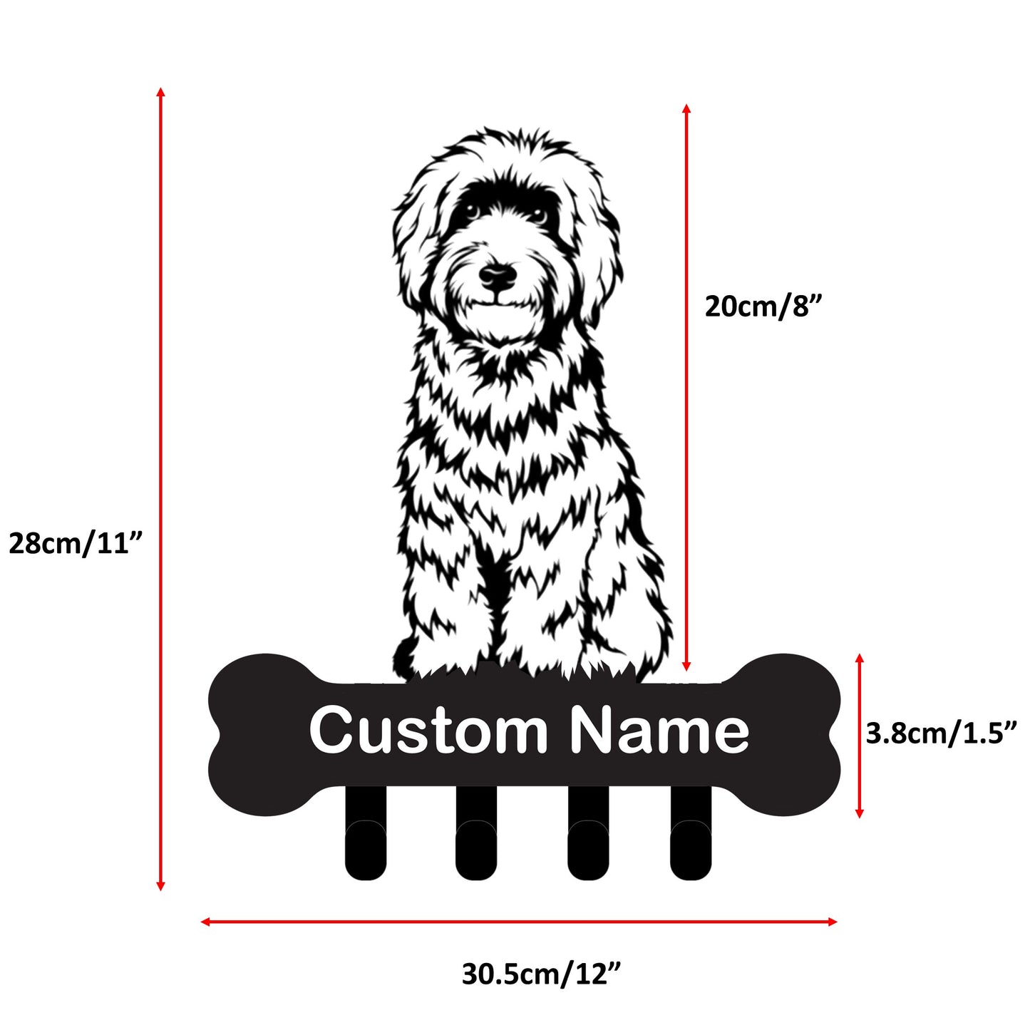 Goldendoodle Custom Name Wall Hook for Leash Keys Towel