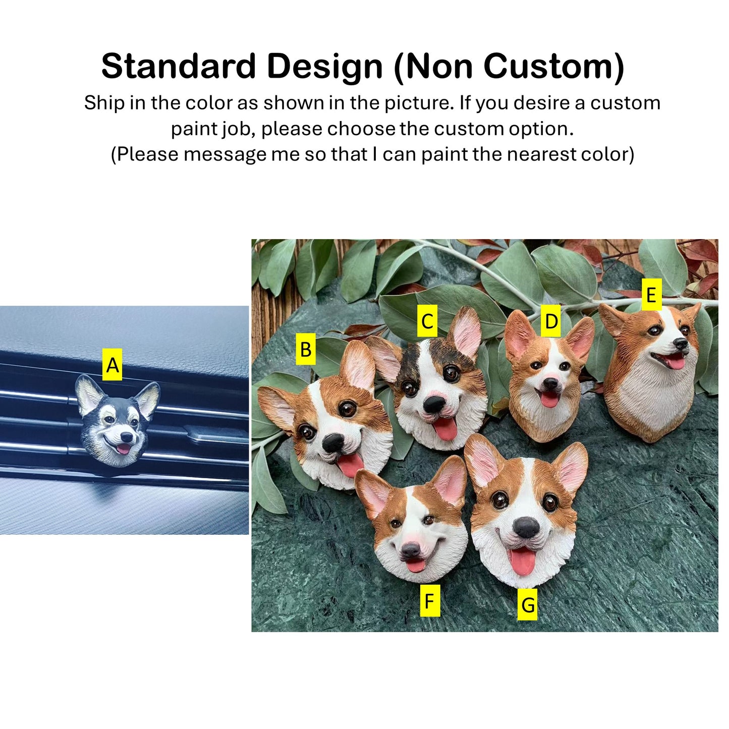 Corgi Portrait Car AC Vent Clip Plaster Diffuser