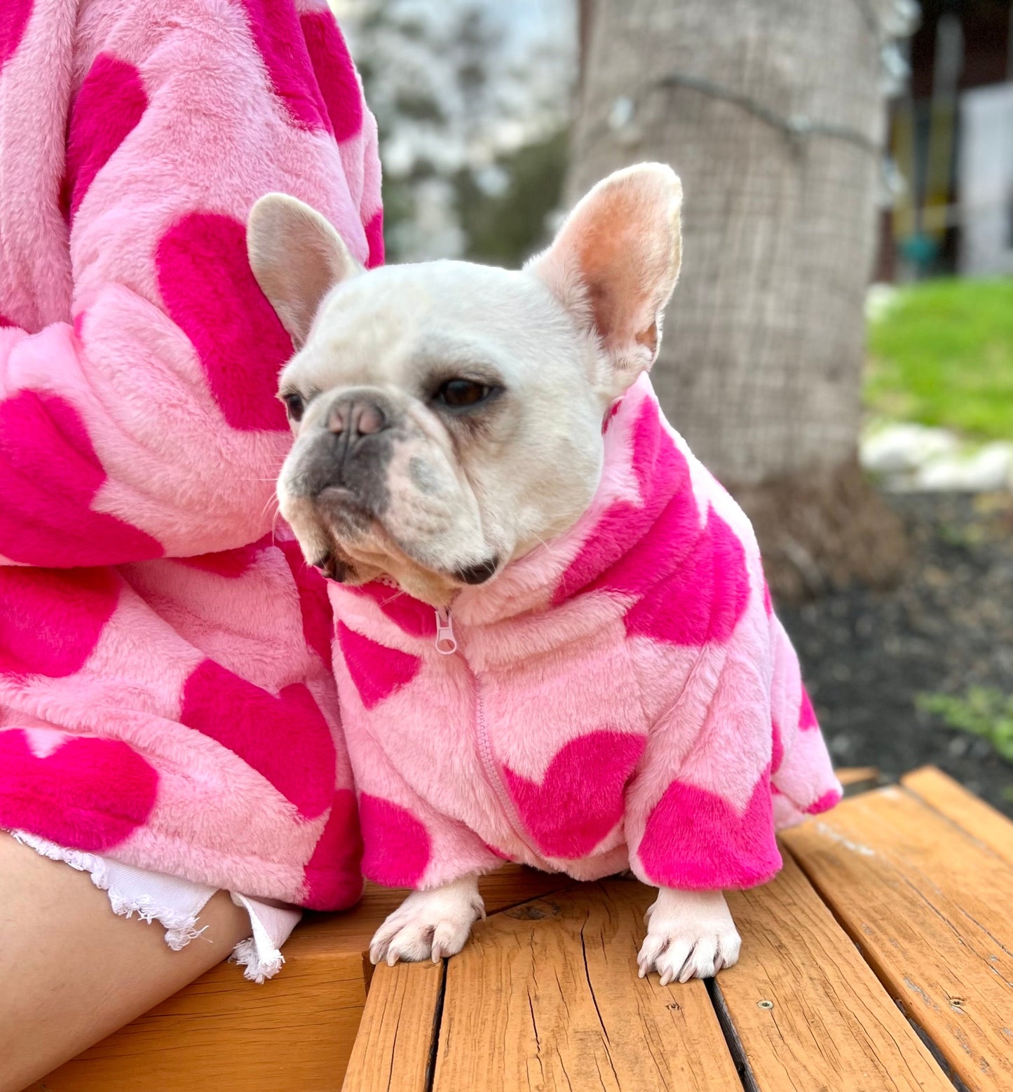 Pink Love Heart Print Owner Cardigan and Pet Matching Set