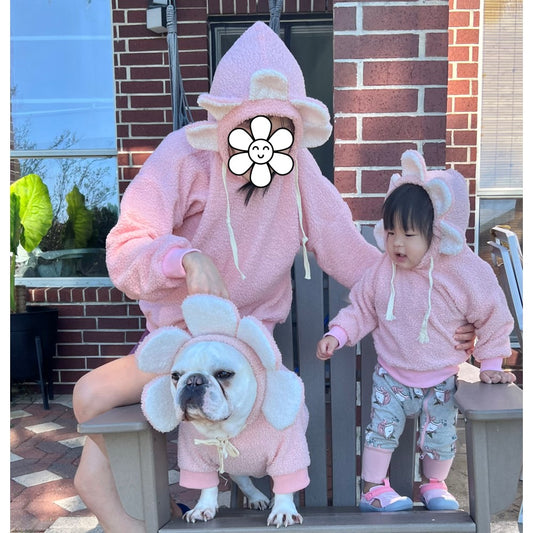Blooming Flower Pedal Hoodie Owner and Pet family Matching Set
