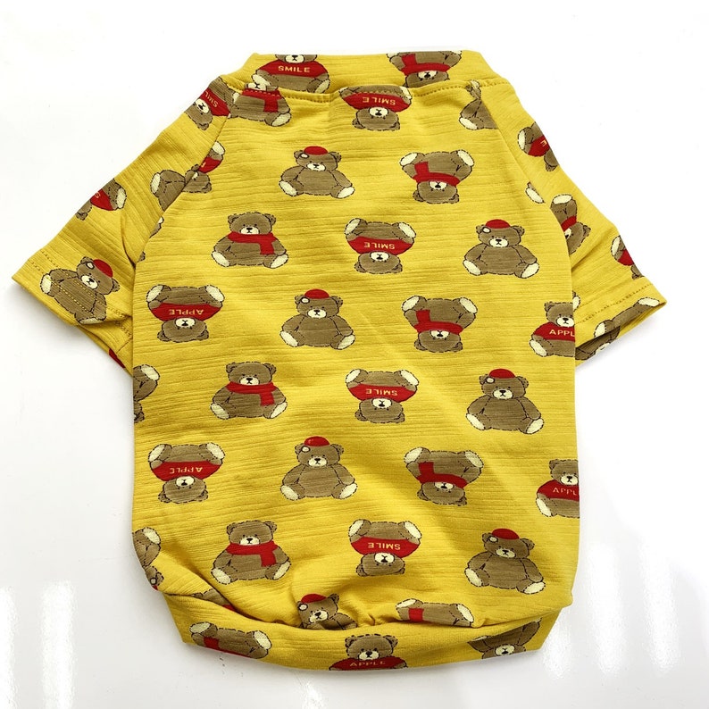 Matching Pet Owner Set Pets Cat Dog Parent, Lightweight Yellow Teddy Bear Print Clothing Tee Tshirt, Dog Cat Parents Matching shirts outfits