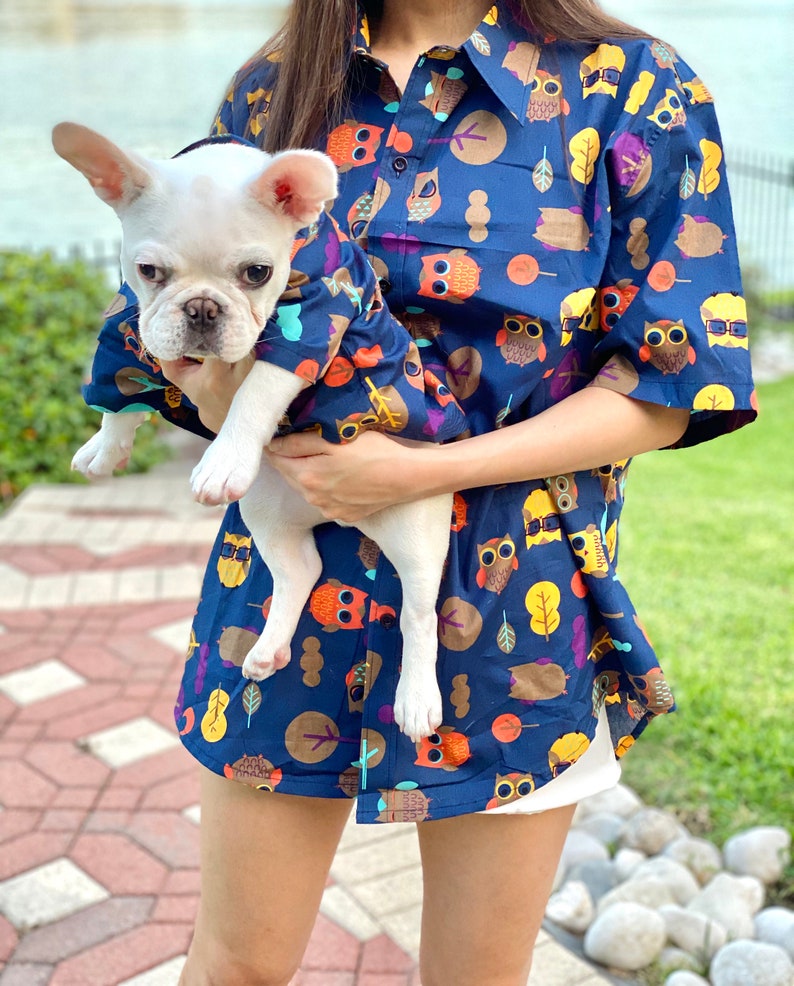 Night Owl Owner and Pet Matching Button Shirt / Bandana
