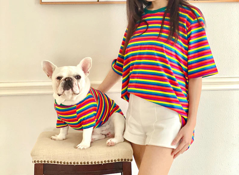 Rainbow Striped Owner and Pet Matching Set