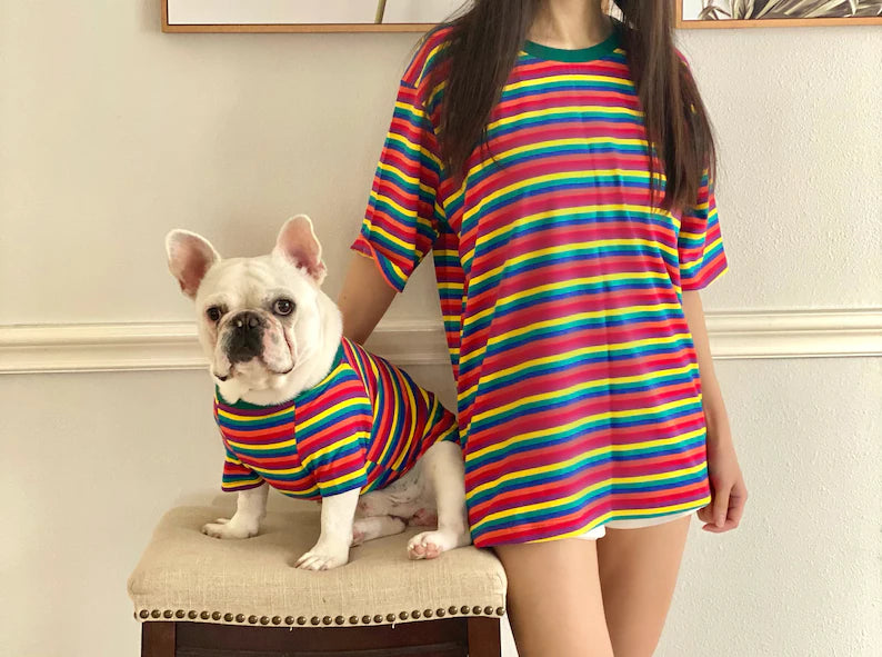 Rainbow Striped Owner and Pet Matching Set