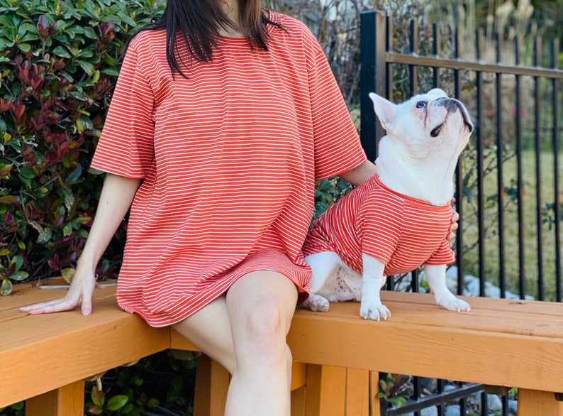 Orange and White Small Striped Owner and Pet Matching Set