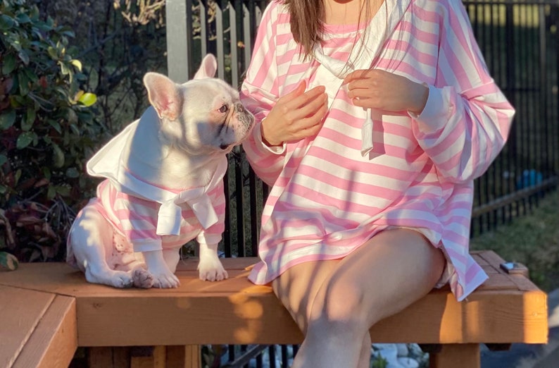 Pink Striped Hoodie Owner and Pet Matching Set