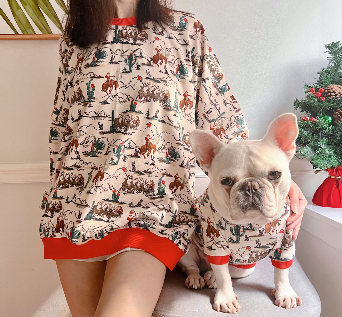 Cowboy Santa Wild Western Holidays Owner and Pet Matching Sweater