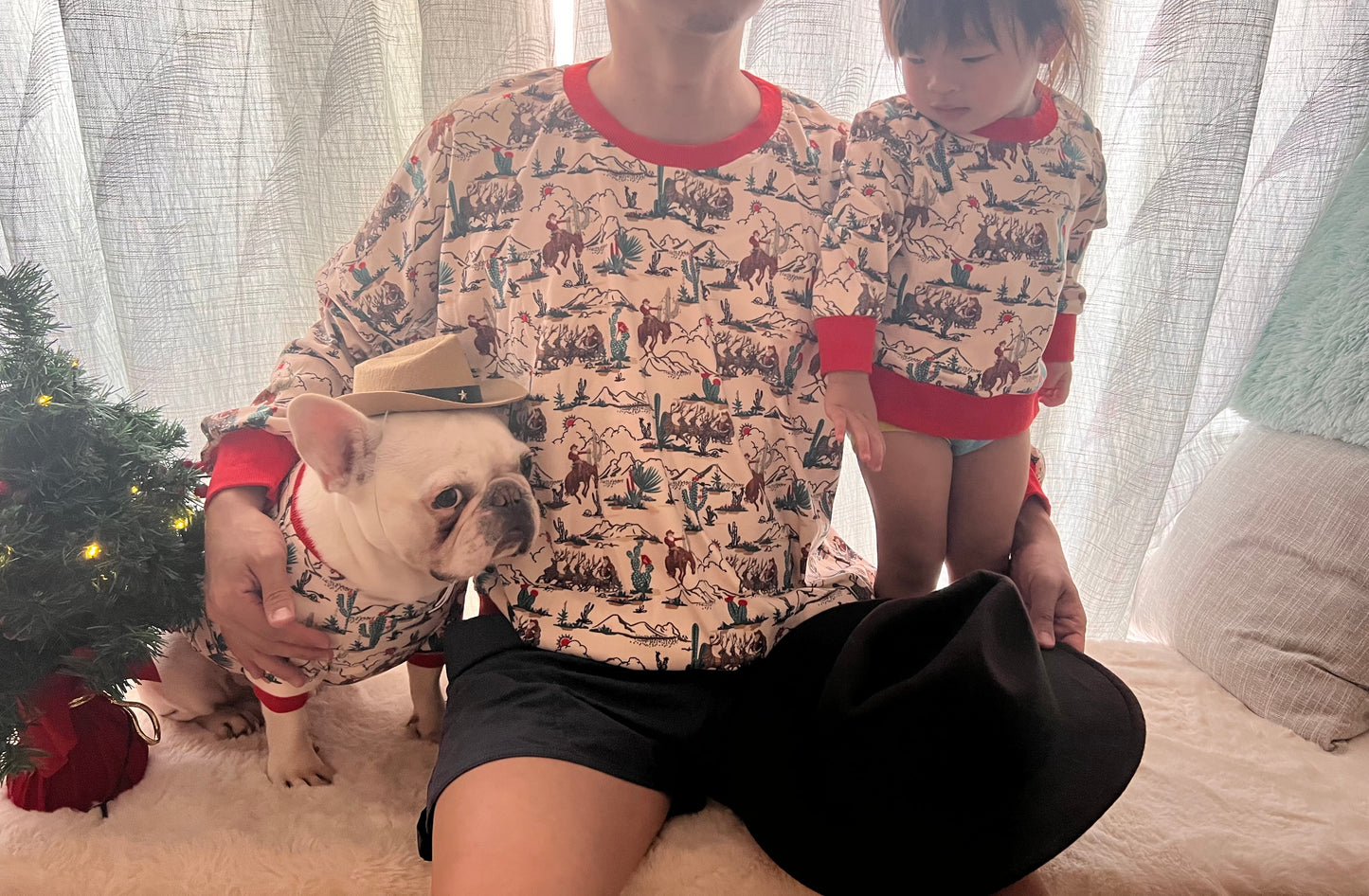 Cowboy Santa Wild Western Holidays Owner and Pet Matching Sweater