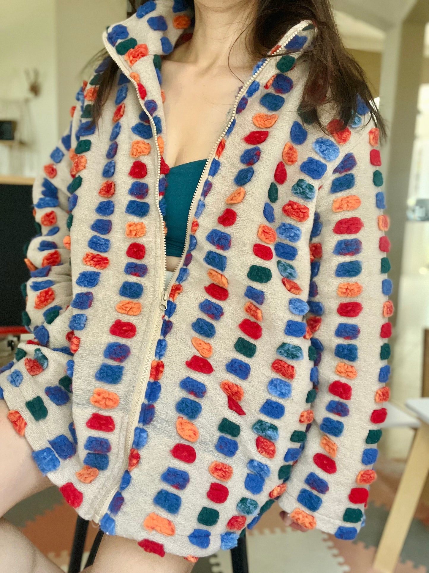 Pet and Owner Matching Cardigan Jacket in Colorful Embroidery Polka Dot