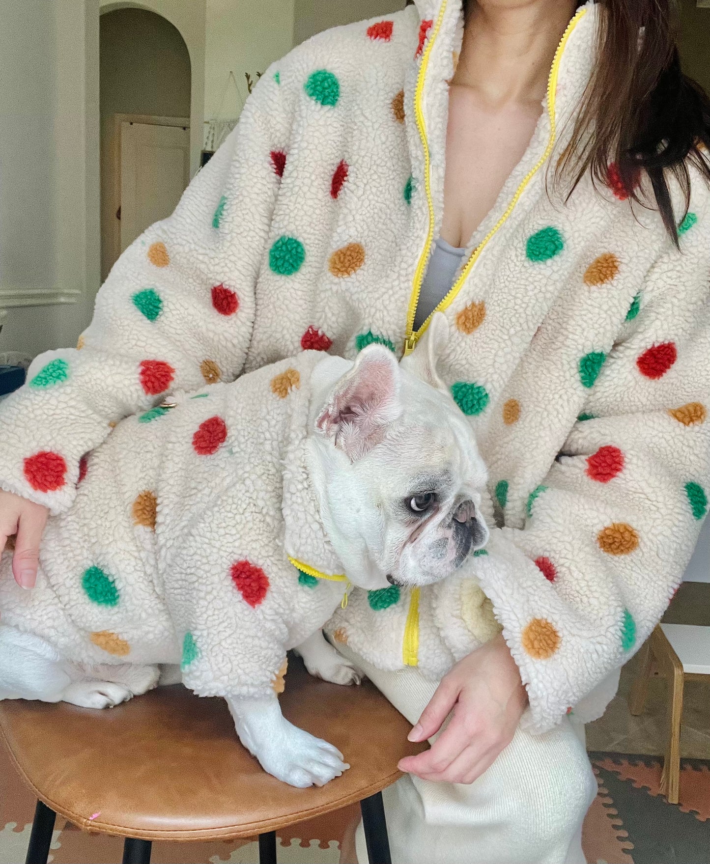 Pet and Owner Matching Polka Dot Cardigan Jacket