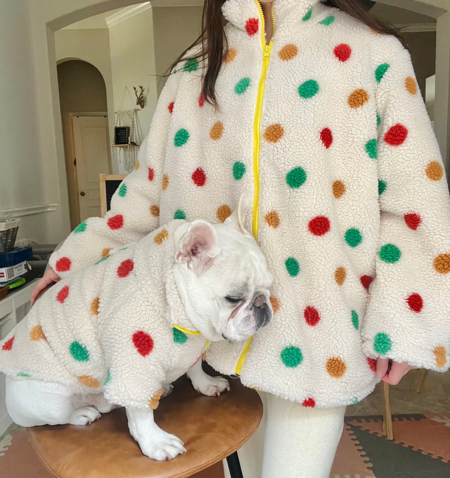 Pet and Owner Matching Polka Dot Cardigan Jacket
