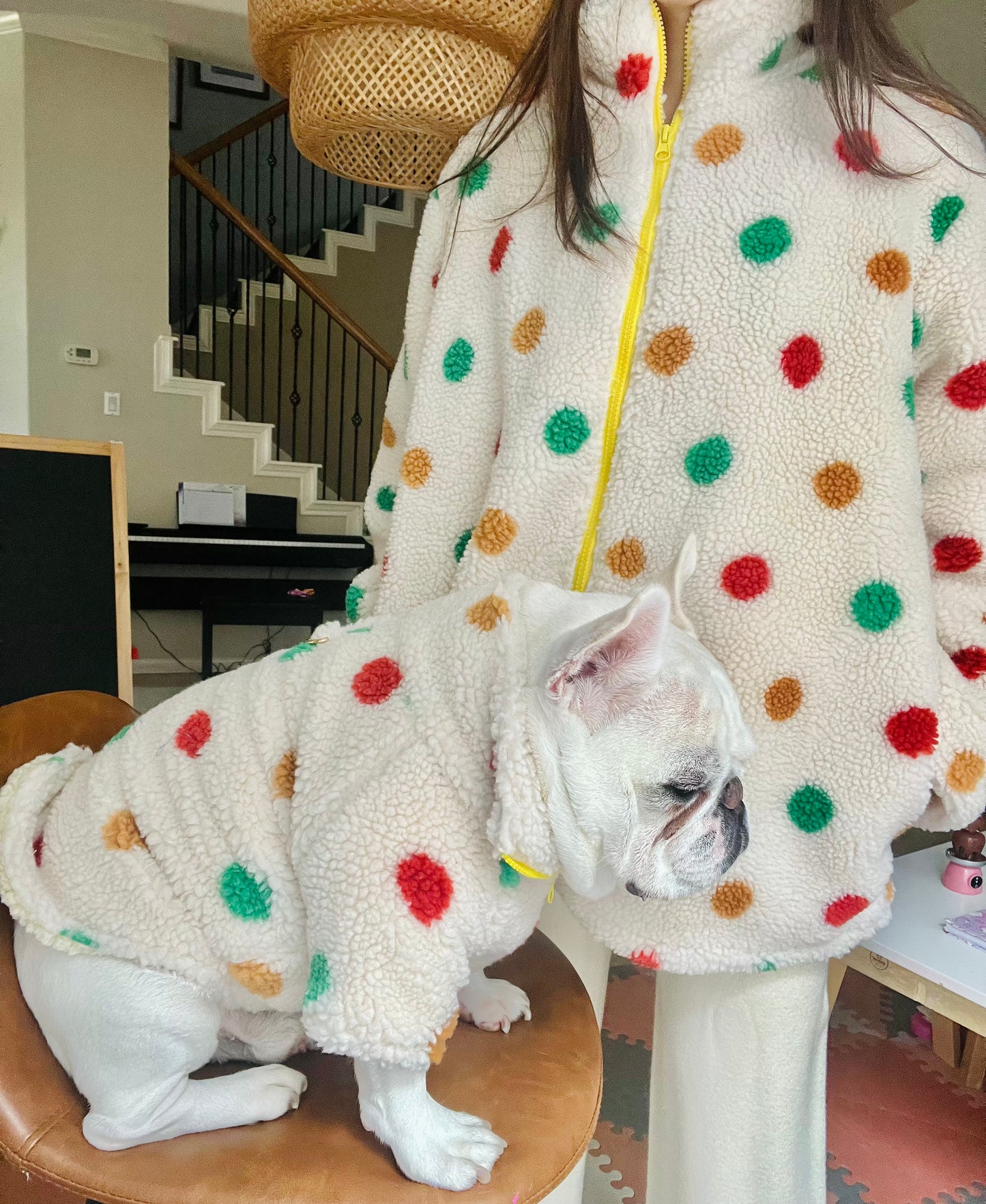 Pet and Owner Matching Polka Dot Cardigan Jacket
