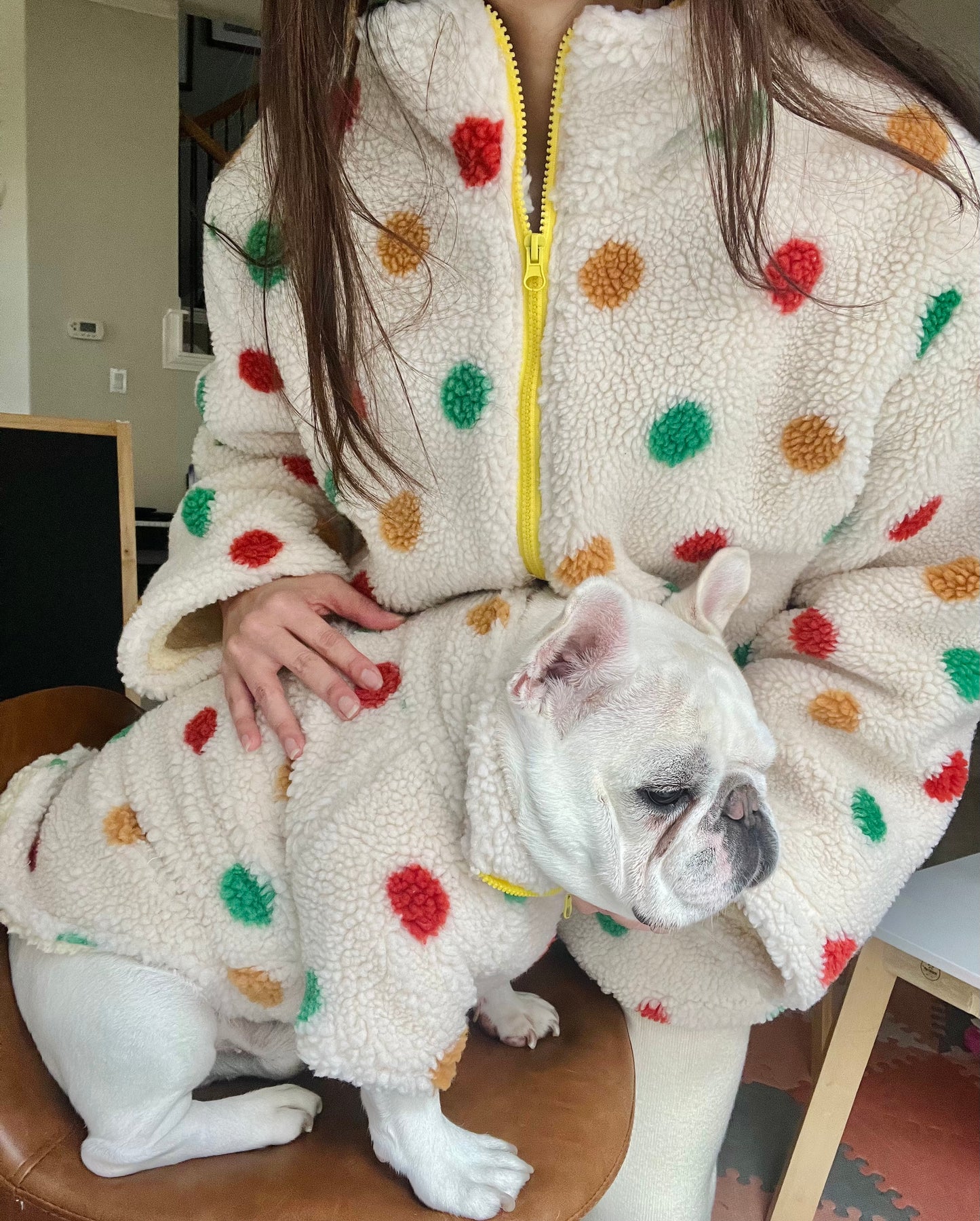 Pet and Owner Matching Polka Dot Cardigan Jacket