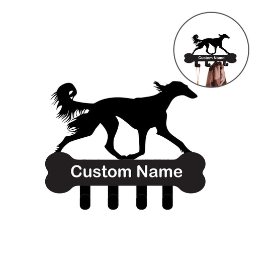 Saluki Persian Greyhound Custom Name Wall Hook for Leash Keys Towel