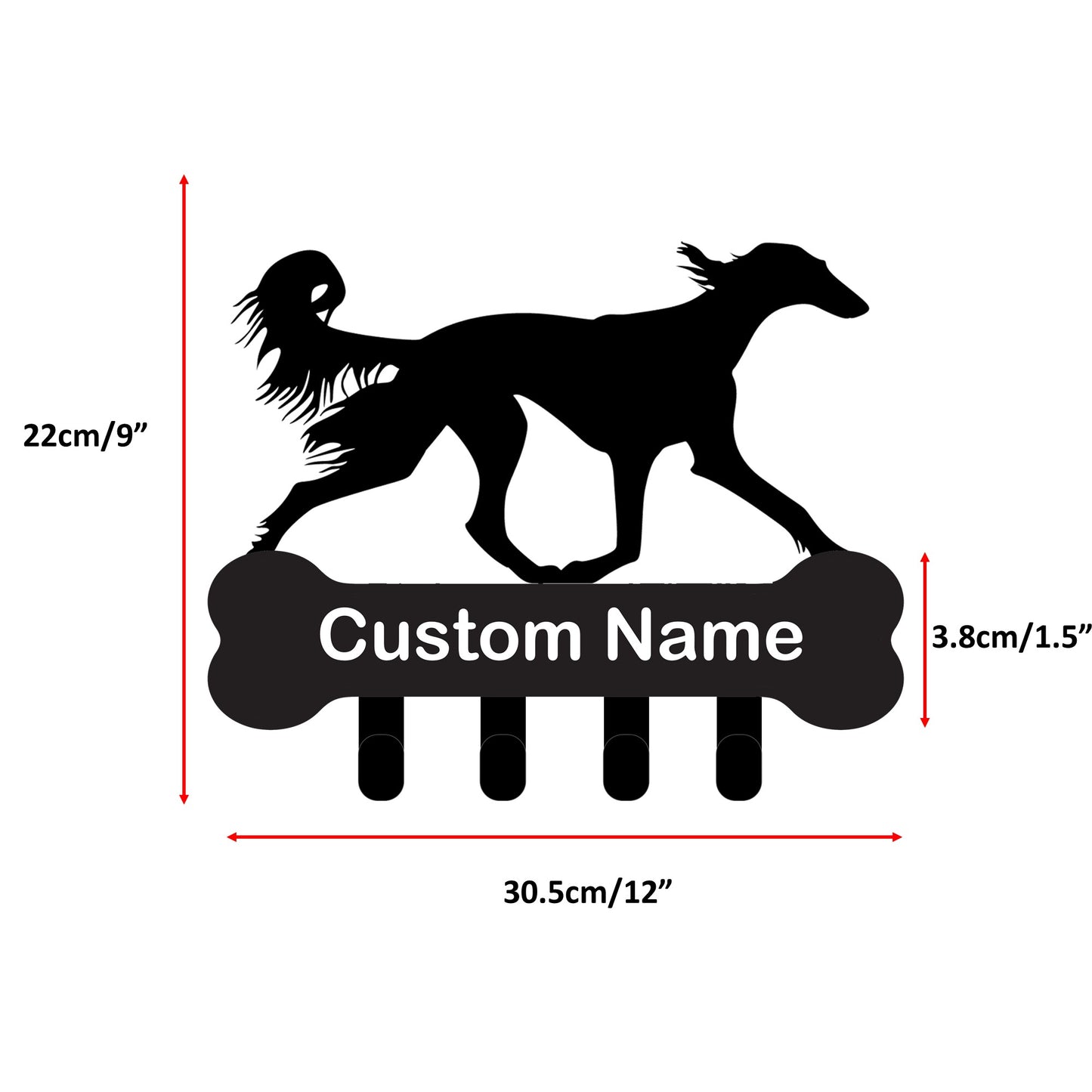 Saluki Persian Greyhound Custom Name Wall Hook for Leash Keys Towel