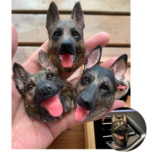 German Shepherd Portrait Car AC Vent Clip Plaster Diffuser