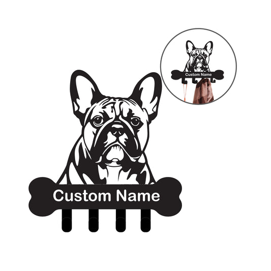 French Bulldog Custom Name Wall Hook for Leash Keys Towel