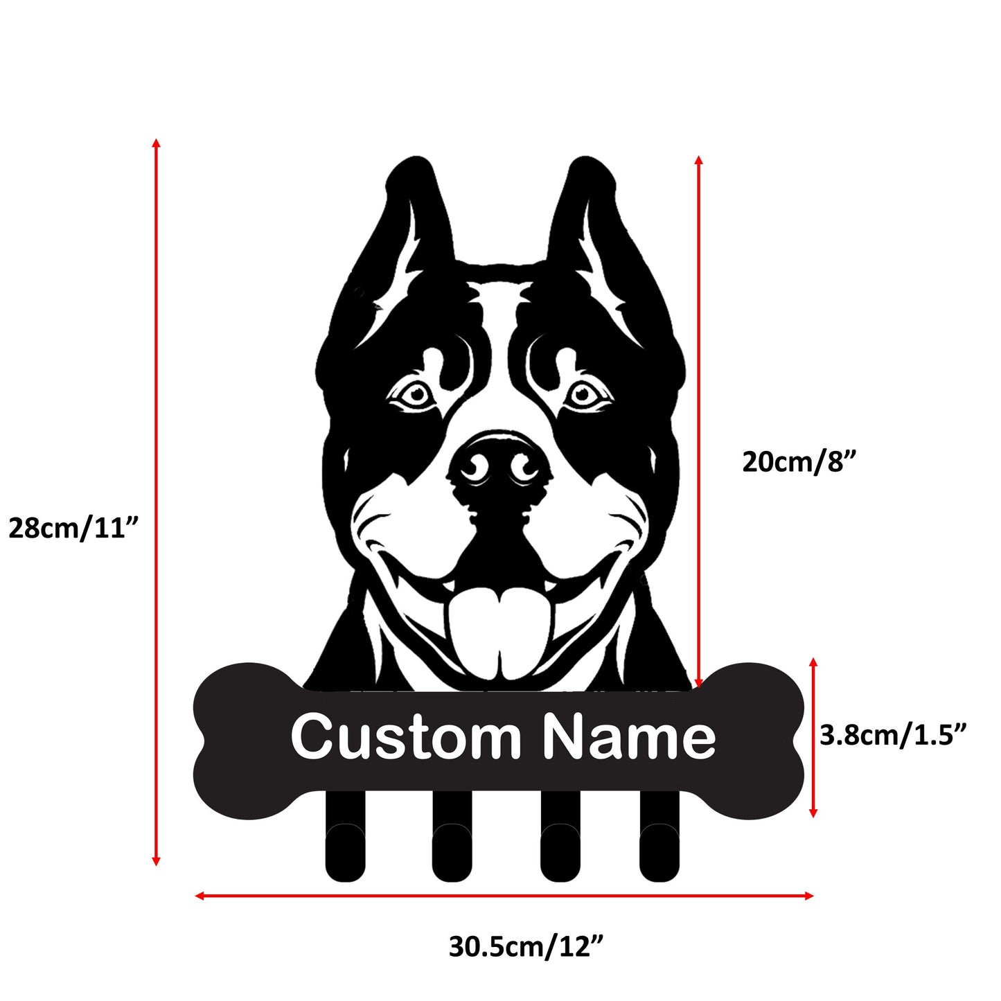 Pit Bull Terrier Staffordshire Custom Name Wall Hook for Leash Keys Towel