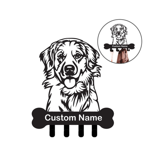 Golden Retrievers Labrador Custom Name Wall Hook for Leash Keys Towel