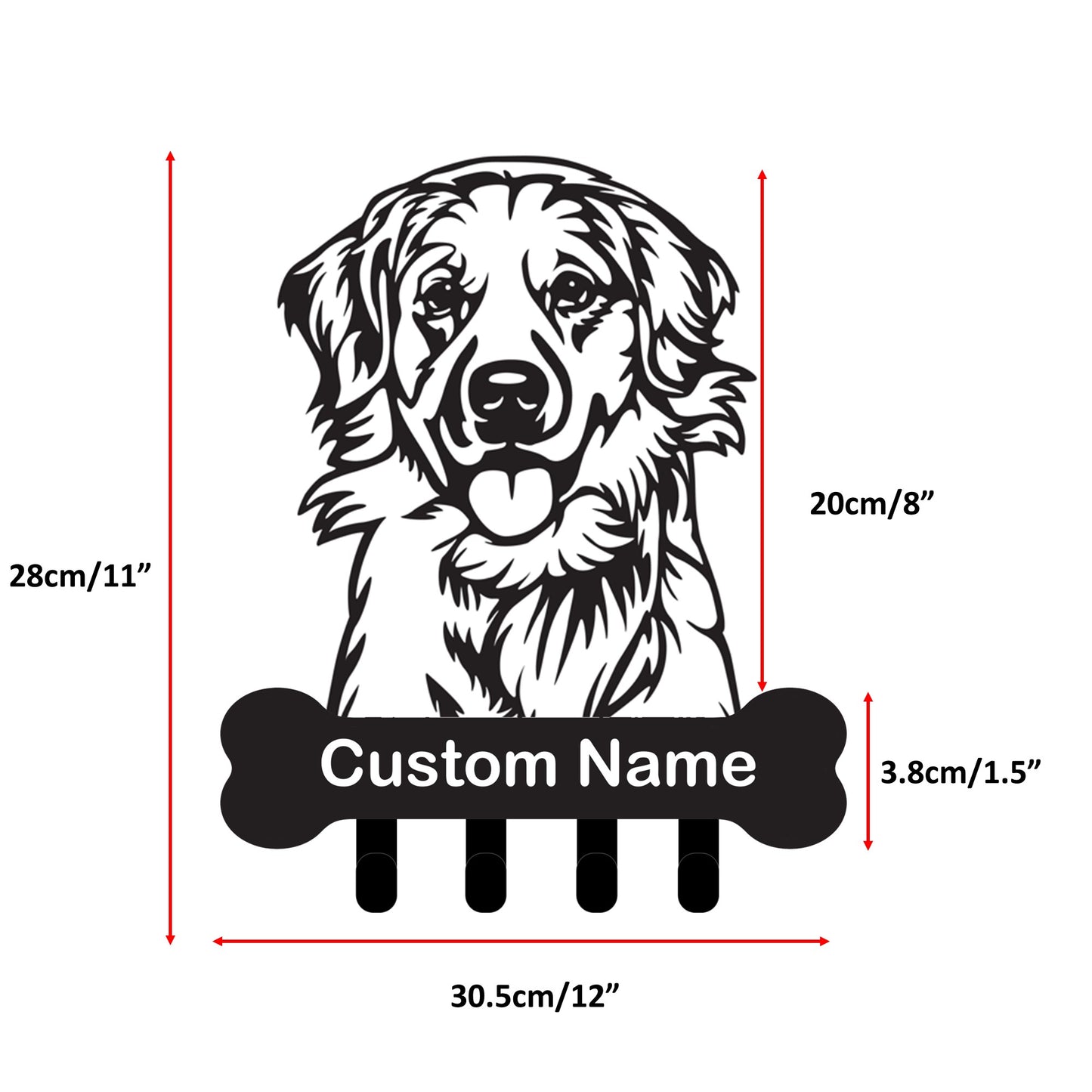 Golden Retrievers Labrador Custom Name Wall Hook for Leash Keys Towel
