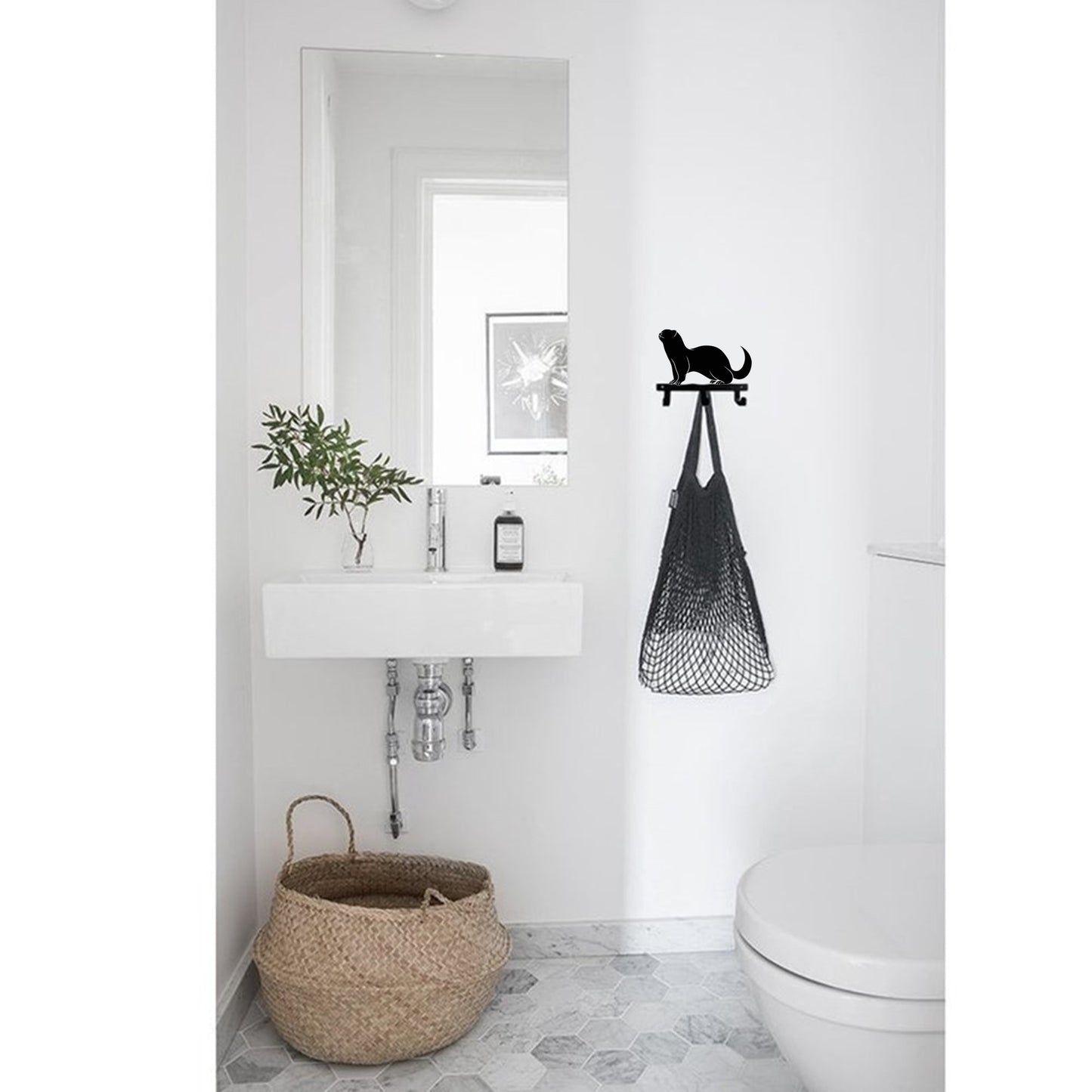 Ferret Design Metal Wall Hook for Leash Keys Towel