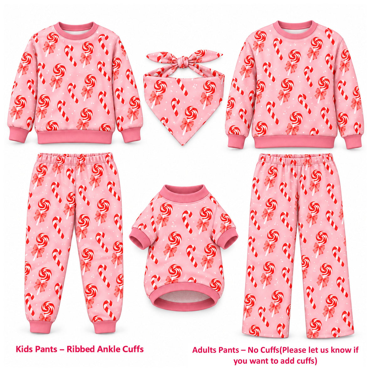 Pink Christmas Holidays Owner and Pet Family Kids Matching Sweater and Sweatpants