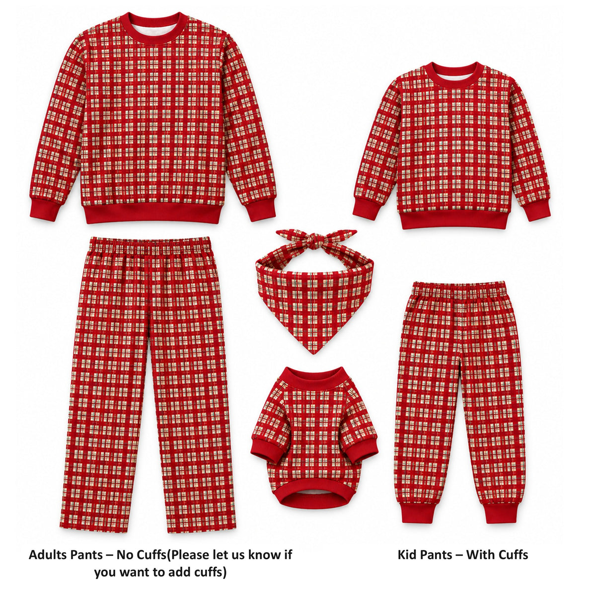 Vintage Red Christmas Holidays Owner and Pet Family Kids Matching Sweater and Sweatpants