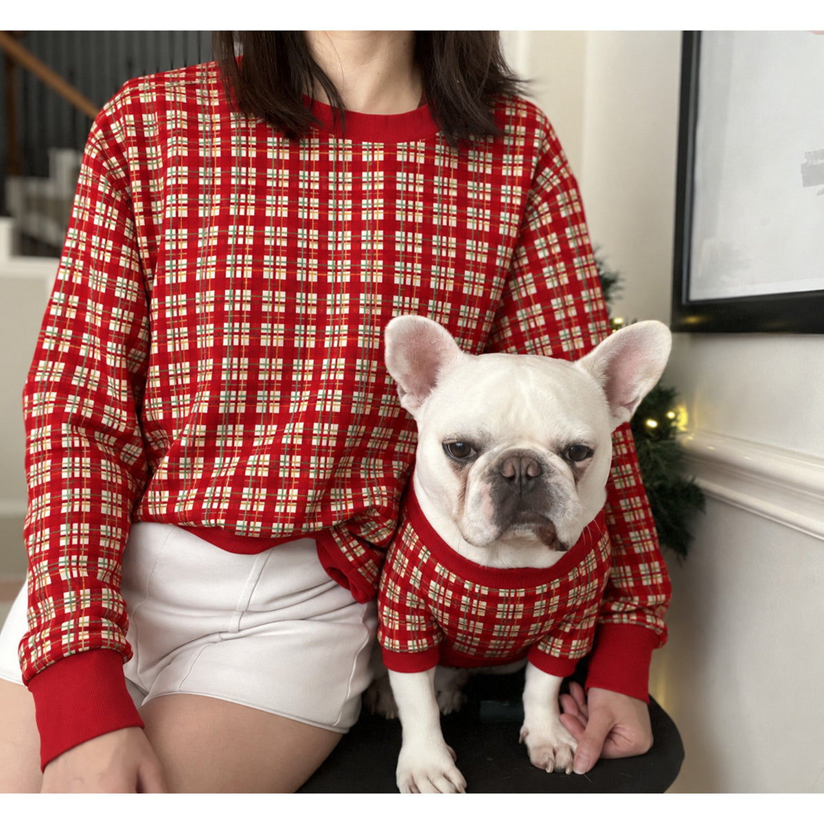 Vintage Red Christmas Holidays Owner and Pet Family Kids Matching Sweater and Sweatpants