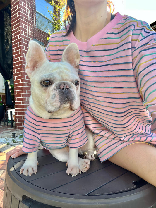 Pink and 3D Striped Owner and Pet Matching Set