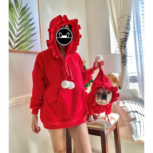 Christmas Red Lettuce Edge Owner and Pet Family Matching Hoodie