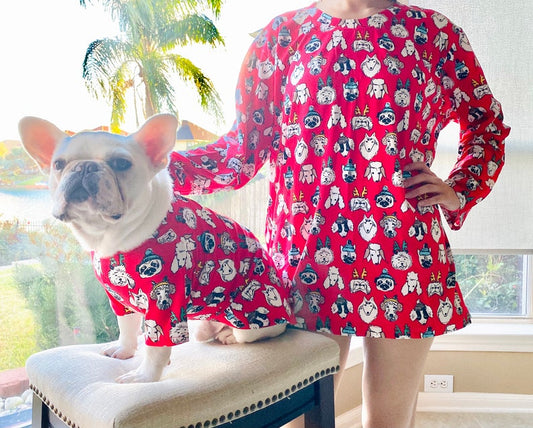 Classic Holiday Christmas Dog Owner and Pet Matching Set