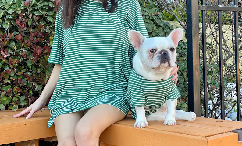 Green White Striped Owner and Pet Matching Set