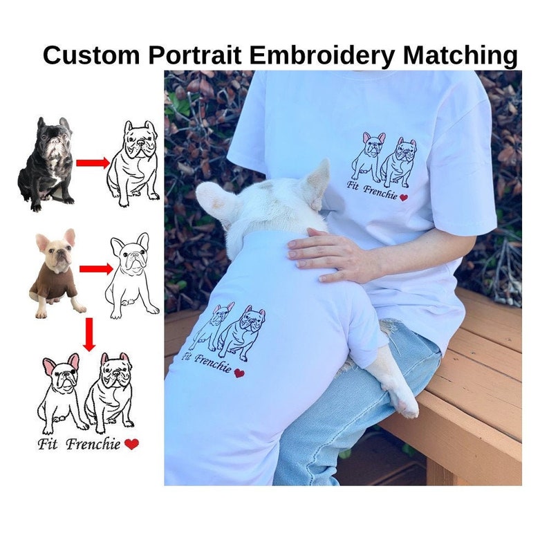 Custom Portrait Embroidery Owner and Pet Matching Set